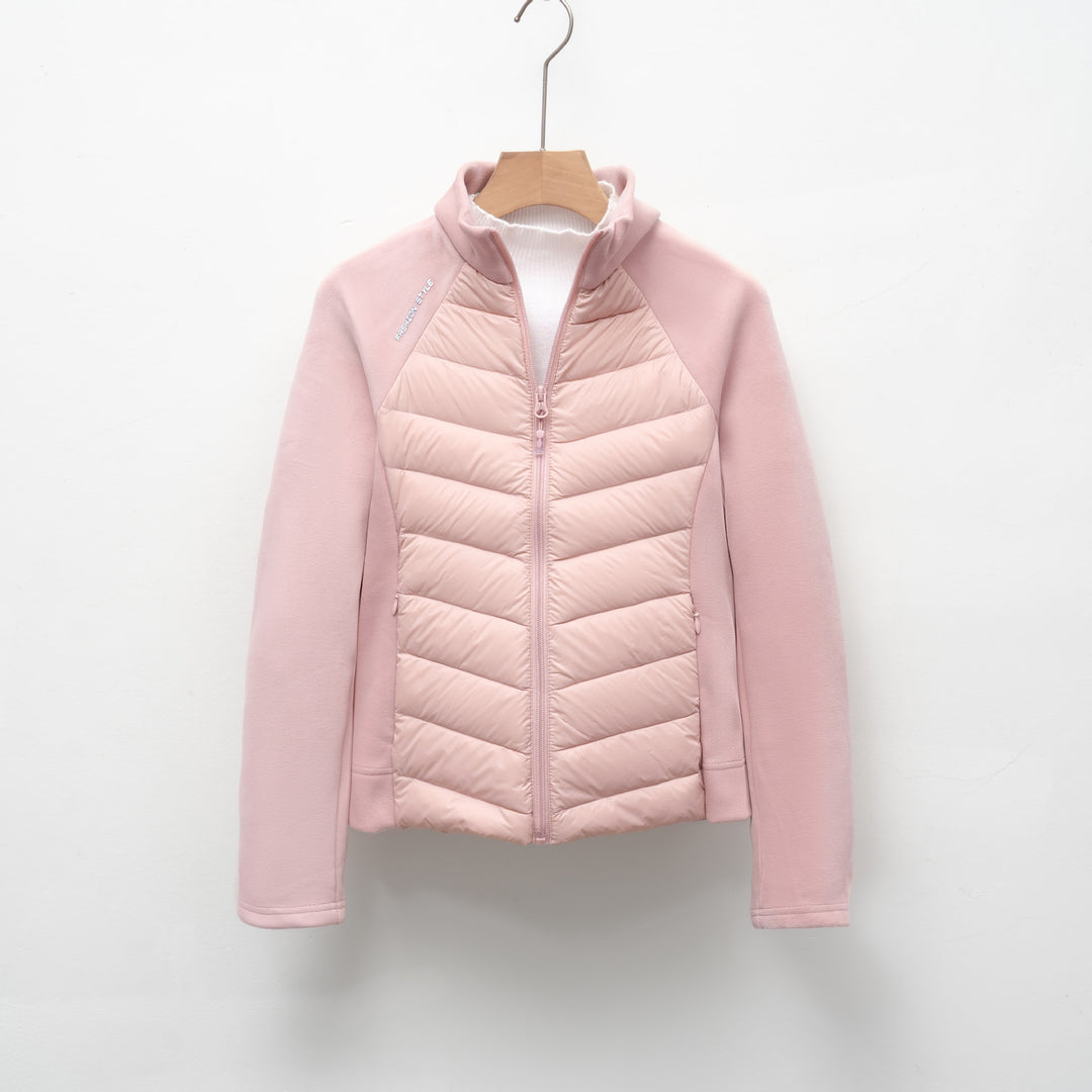 Quilted sports jacket for women with high collar and functional zip pockets Lune London