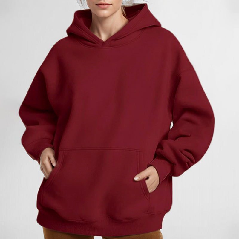 Women's Loose Hoodie Made Of Soft Fleece with Kangaroo Pocket Lune London