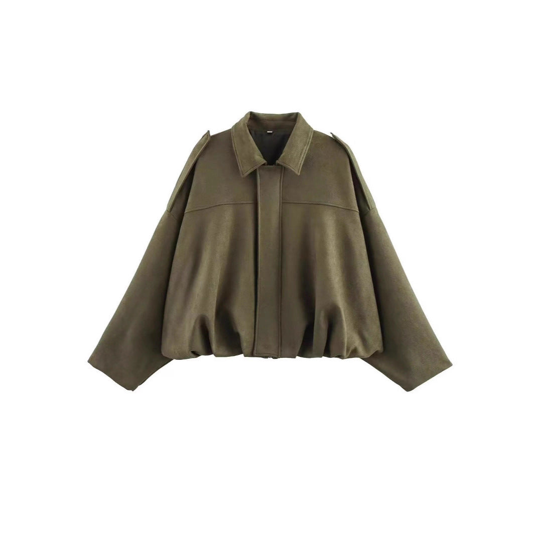 Ladies oversized fashionable jacket with textured design and practical details Lune London