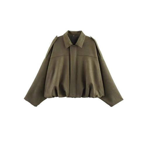 Ladies oversized fashionable jacket with textured design and practical details Lune London