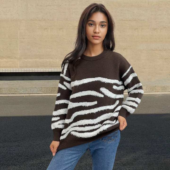 Knitted sweater for ladies with a creative textured pattern Lune London