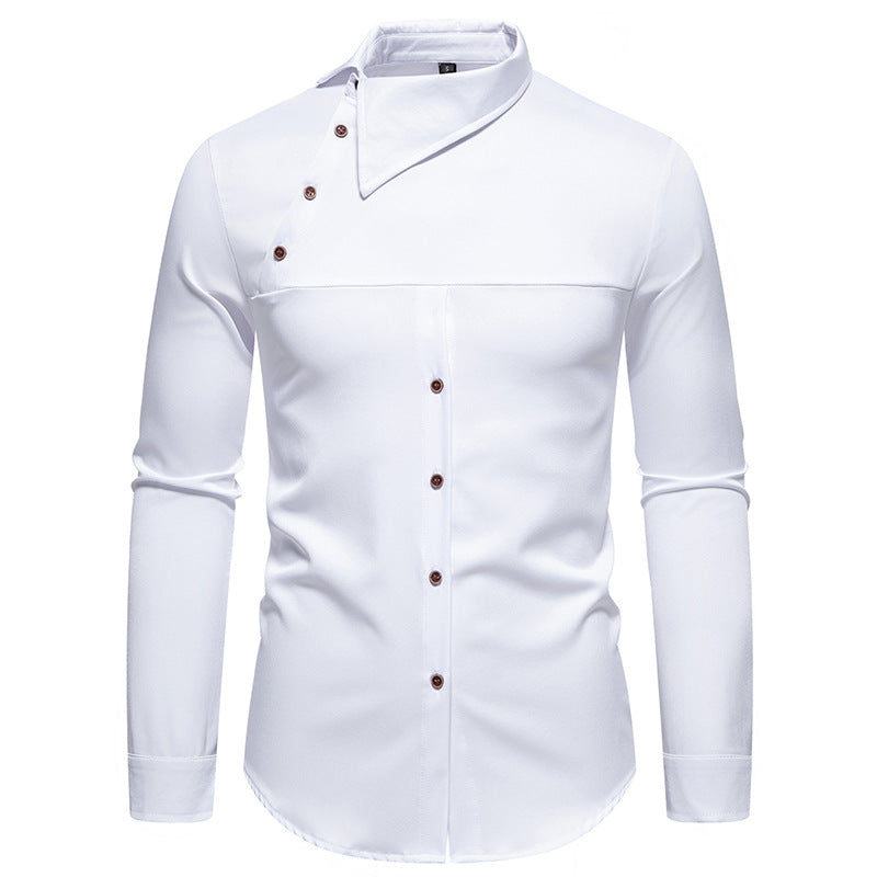 Long sleeve shirt for men with innovative collar and asymmetrical design Lune London