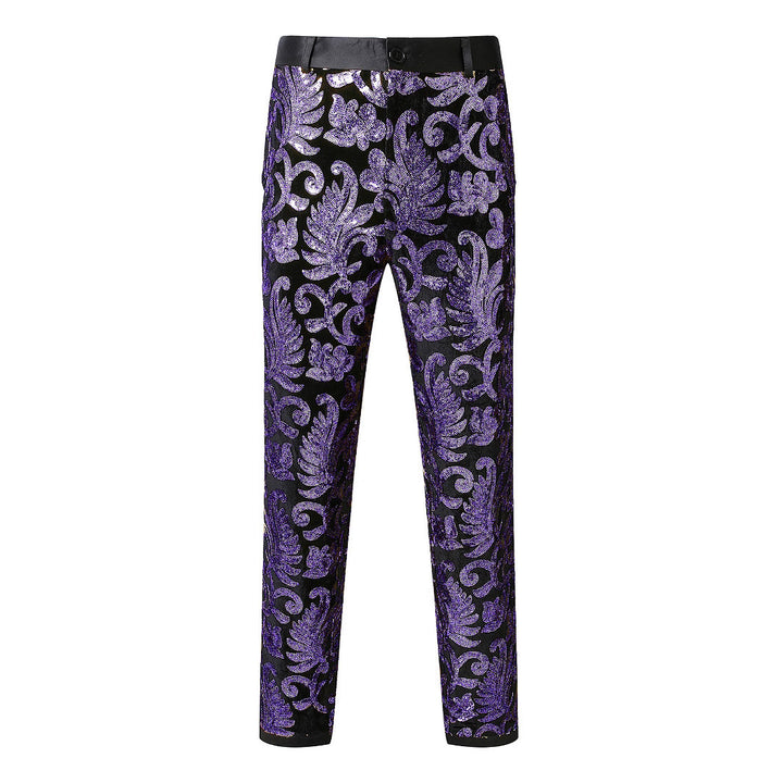 Elegant men's suit trousers in sequins with floral patterns Lune London