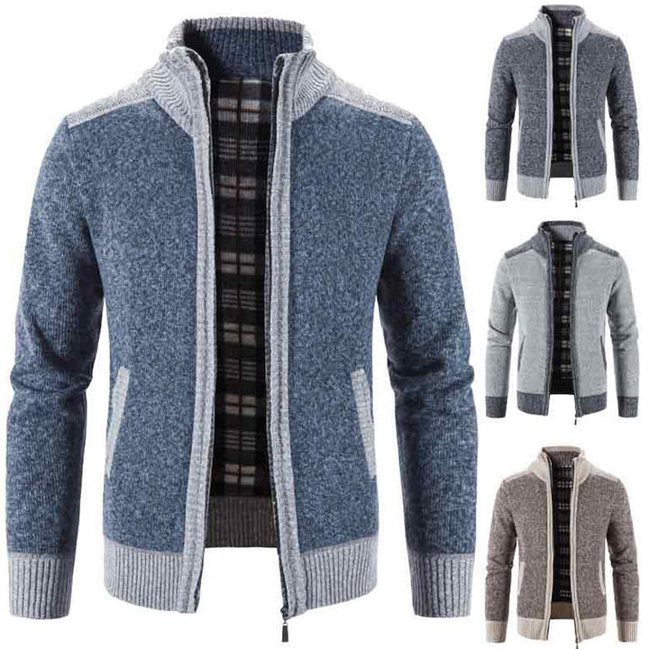 Lune London | Men's Cardigan with Modern Stand-Up Collar and Textured Design