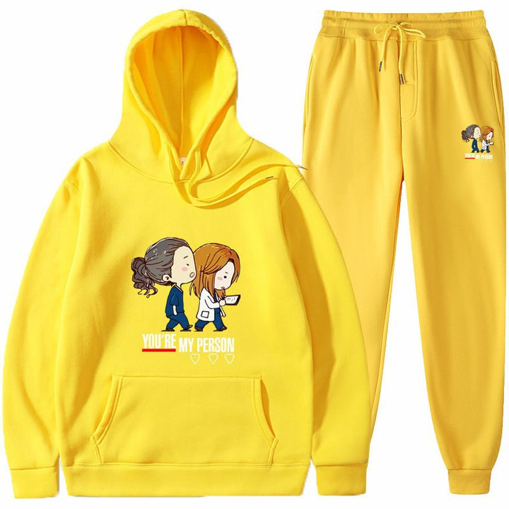 Women's Hoodie and Jogging Pants Set with Original Cartoon Design Chic & Stil