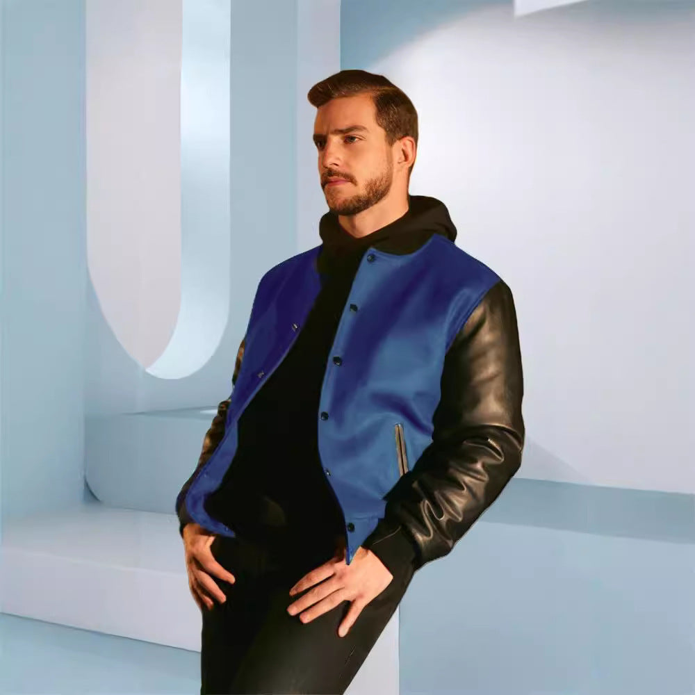 Men's leisure bomber jacket with contrast sleeves and practical pockets Lune London