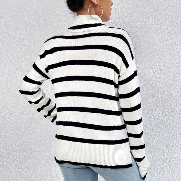 Striped sweater for women with high collar Lune London