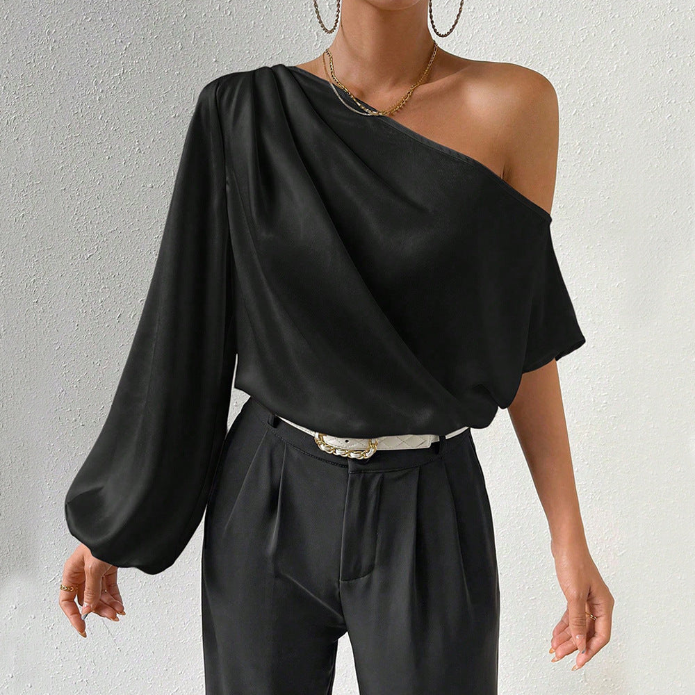Asymmetrical top for women with elegant puff sleeves Chic & Stil