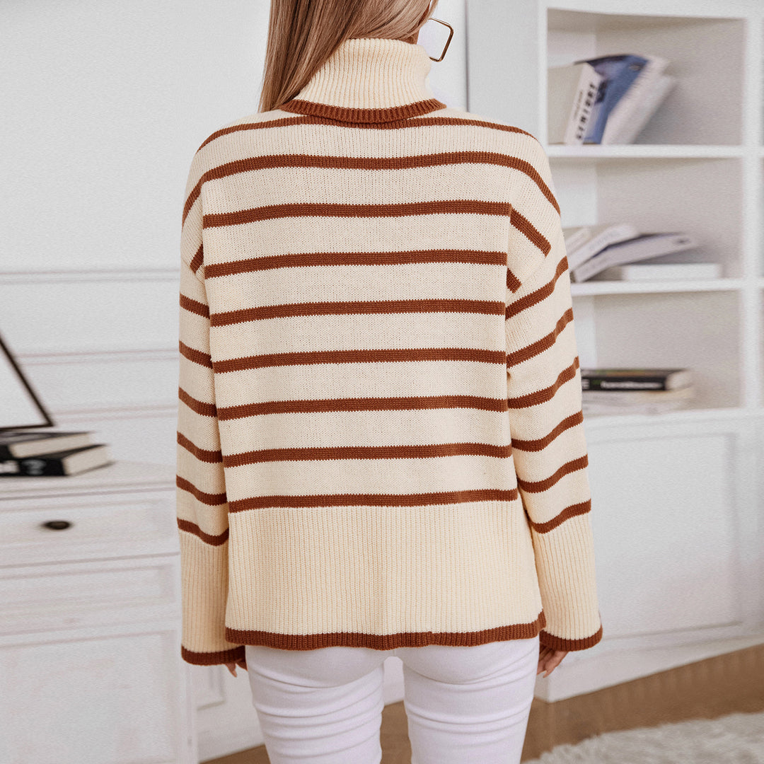 Lune London women's turtleneck sweater with wide stripes and relaxed fit