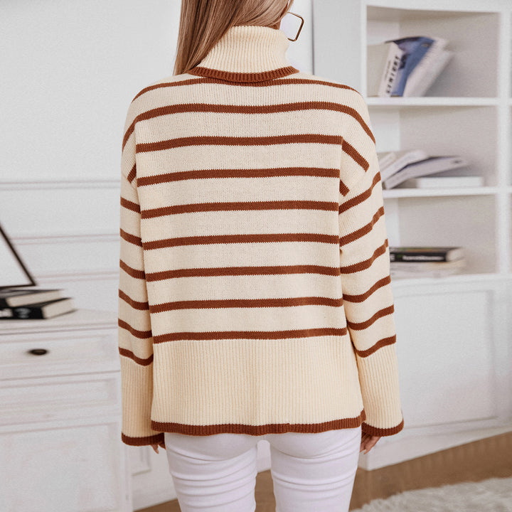 Lune London women's turtleneck sweater with wide stripes and relaxed fit