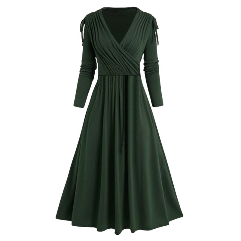 Midi dress for women with draped effect and long sleeves Lune London