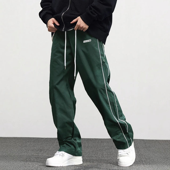Casual men's jogger pants with elastic waist and contrasting side stripes Lune London