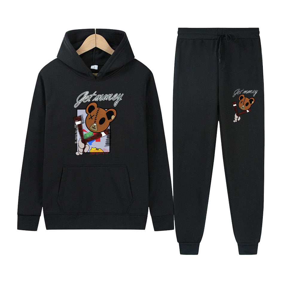 Women's hoodie and jogger pants set with a creative bear pattern Lune London