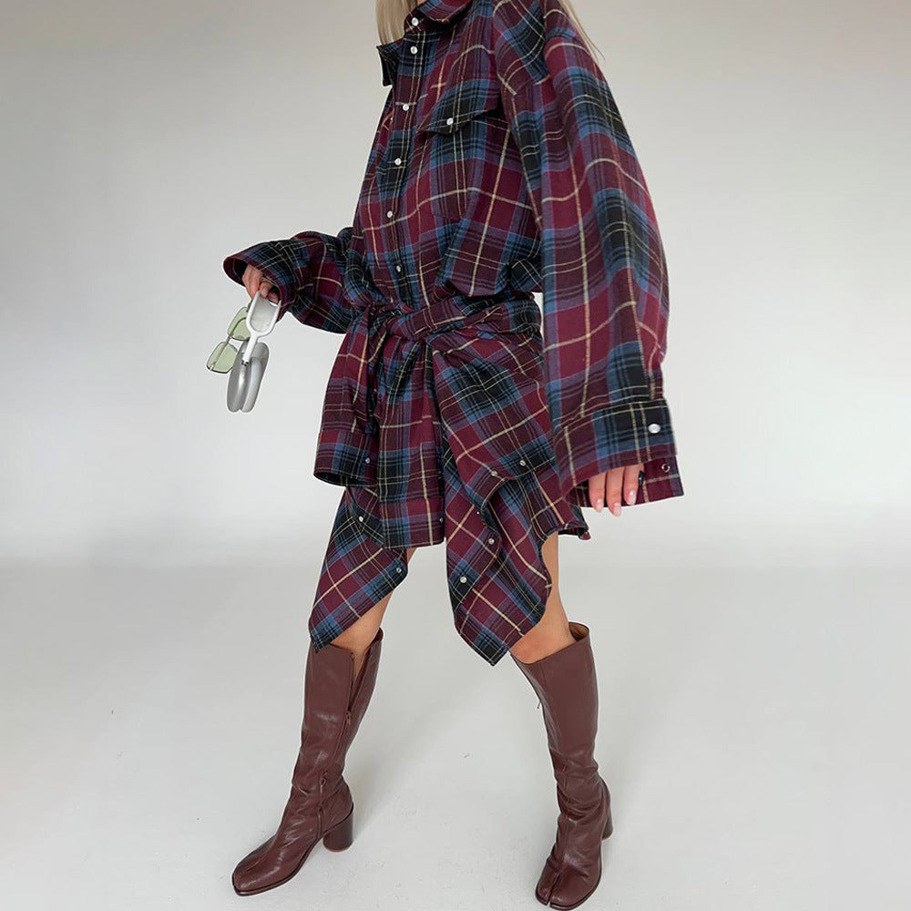 Oversized square shirt for women with draped cut and snap details Lune London