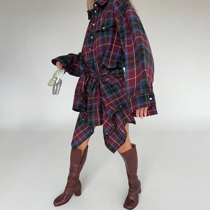 Oversized square shirt for women with draped cut and snap details Lune London