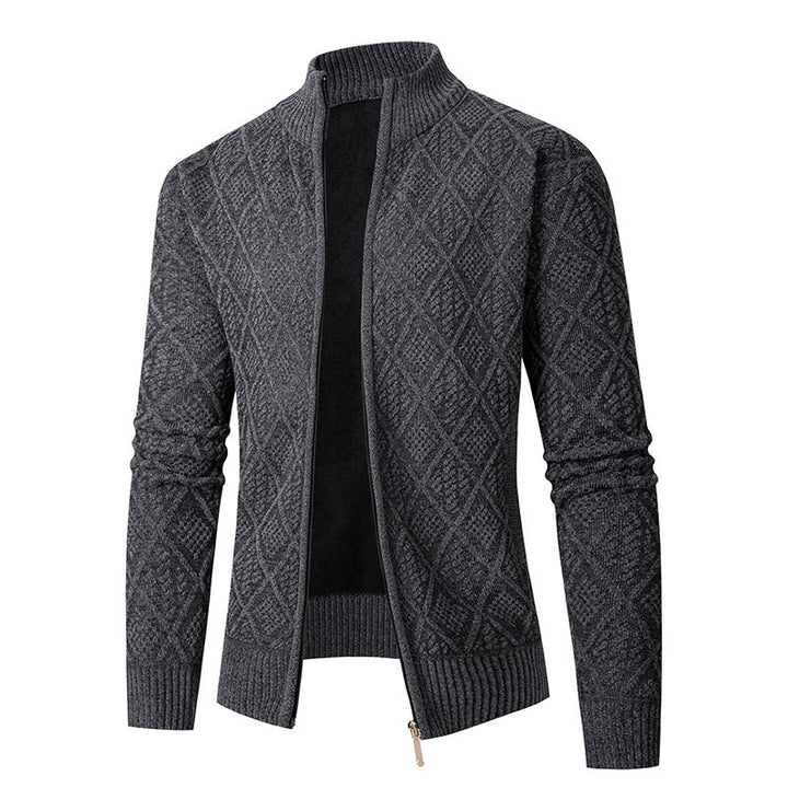 Men's knitted jacket with a diamond pattern and high collar Lune London