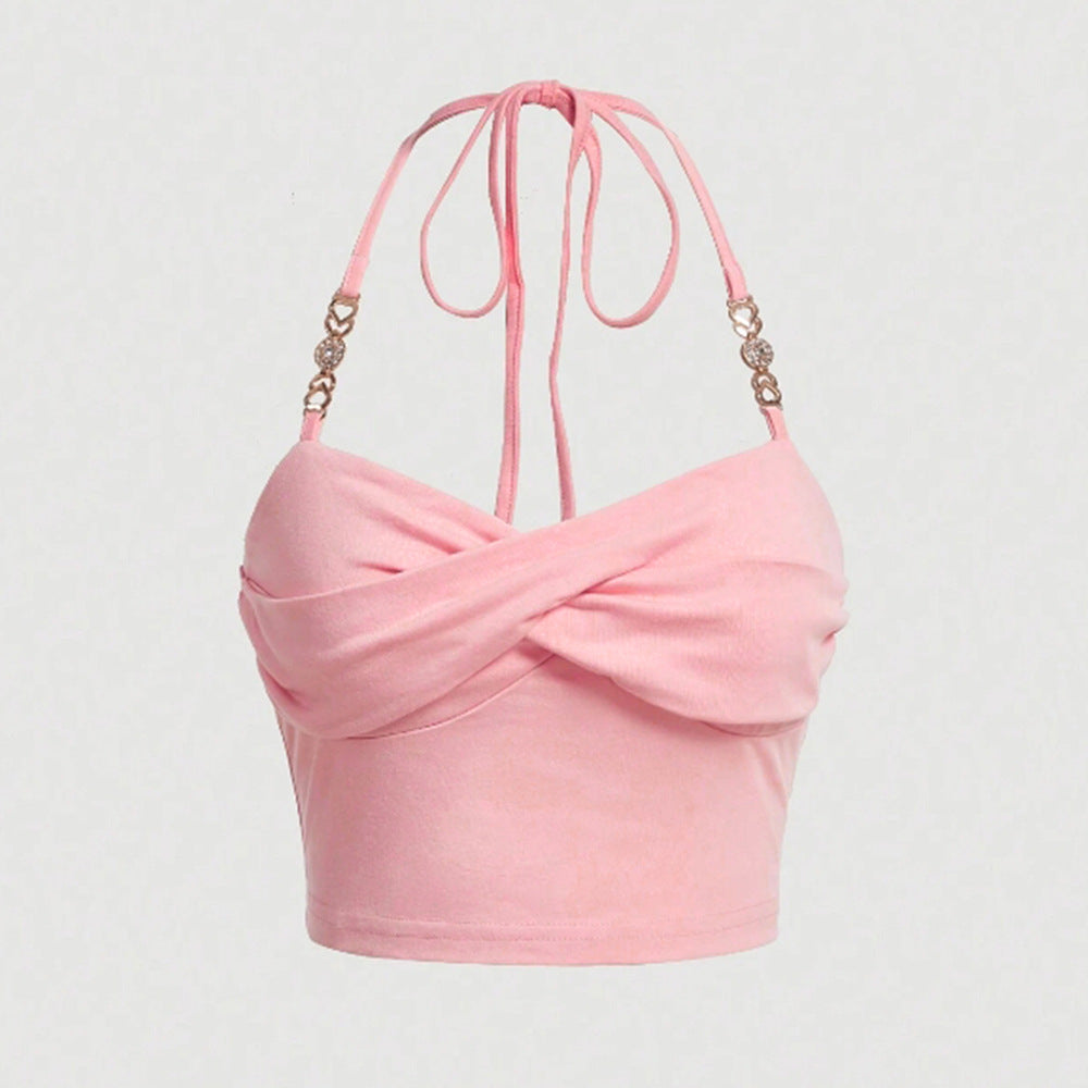 Cute court top for women with a fun knot and decorative strap embellishments Chic & Stil