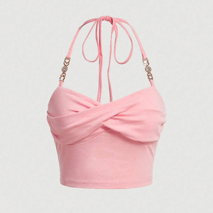 Cute court top for women with a fun knot and decorative strap embellishments Chic & Stil