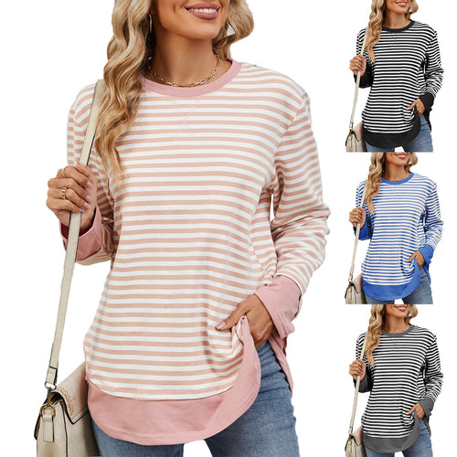 Striped sweatshirt for women with a relaxed fit and practical pockets Lune London