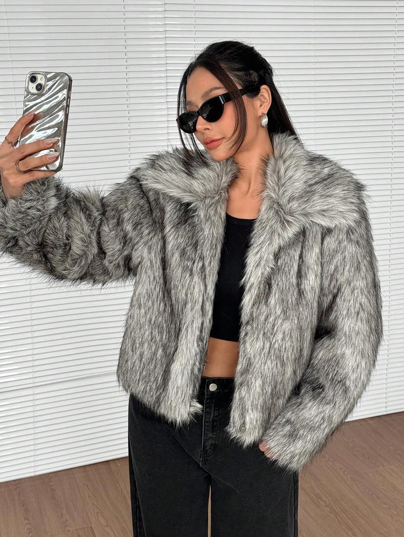 Ladies Chic and Stylish Faux Fur Jacket