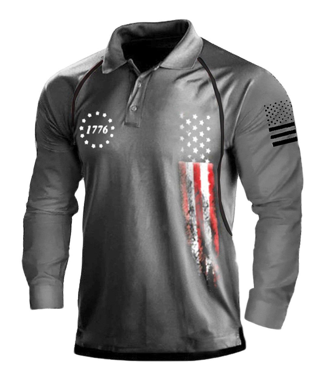 Men's long sleeve polo shirt with a patriotic design and a functional fit Lune London