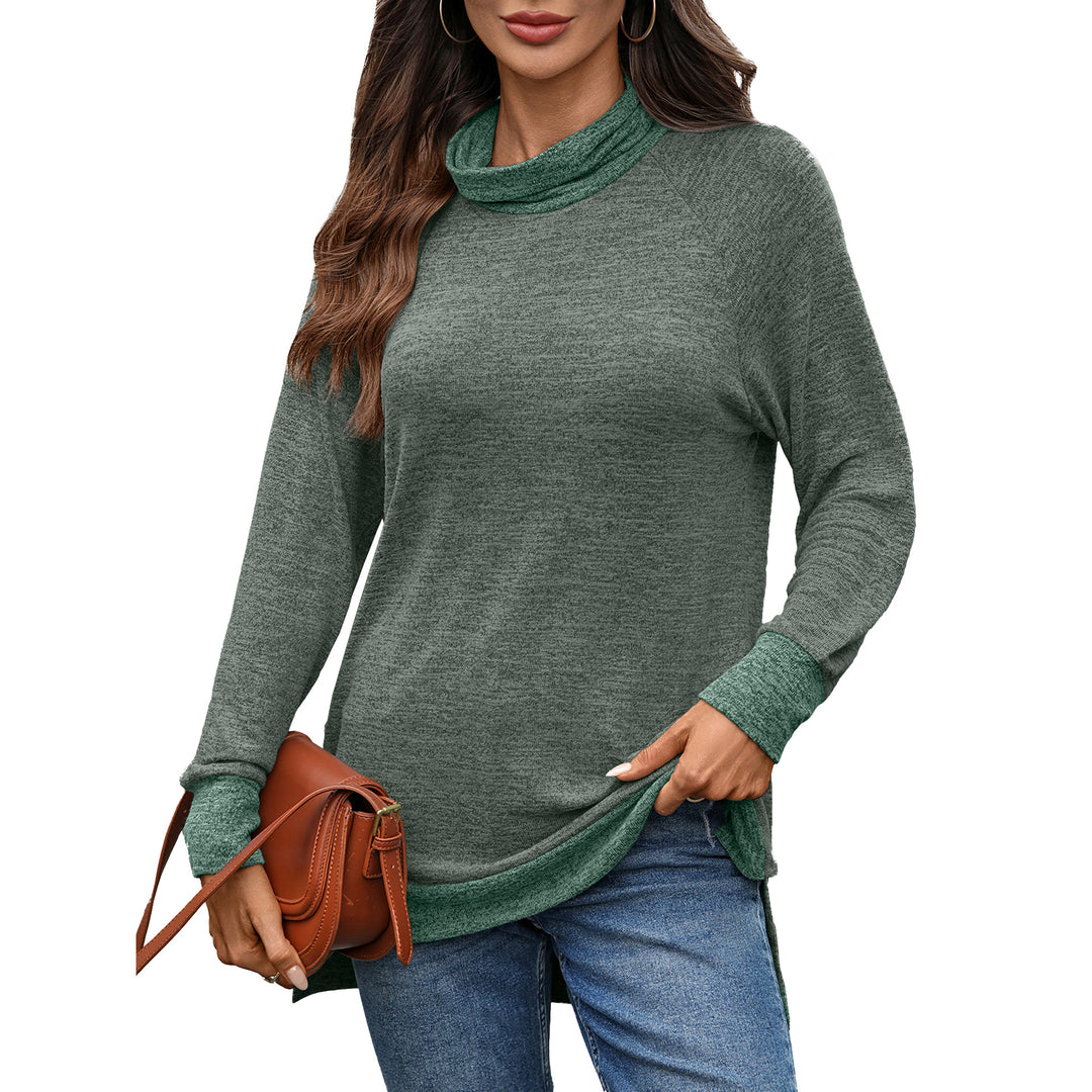 Casual sweater for women with high collar and side slits Lune London