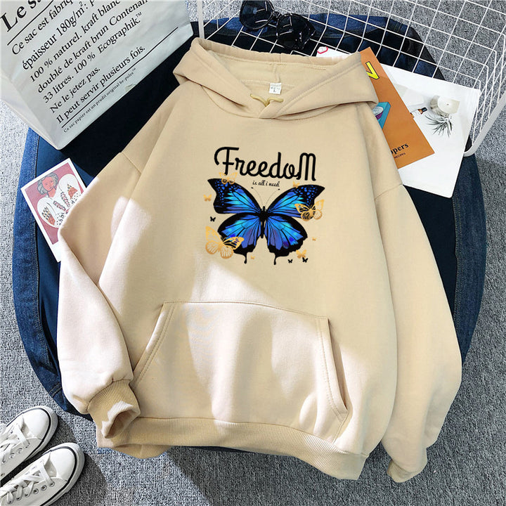 Ladies hooded sweatshirt with artistic butterfly design Chic & Stil