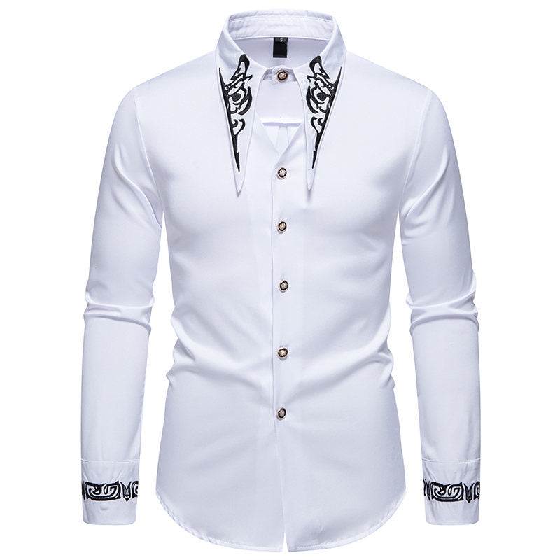 Elegant long sleeve shirt for men with an eye-catching collar pattern Lune London