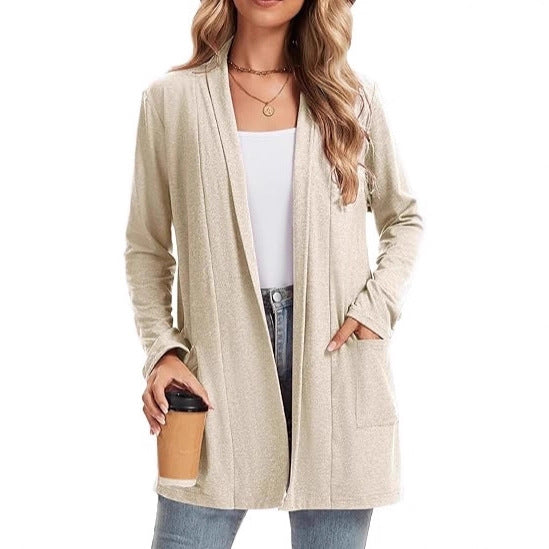 Veste en tricot à manches longues pour femmes, ouverte à l'avant et avec poches Chic & Stil