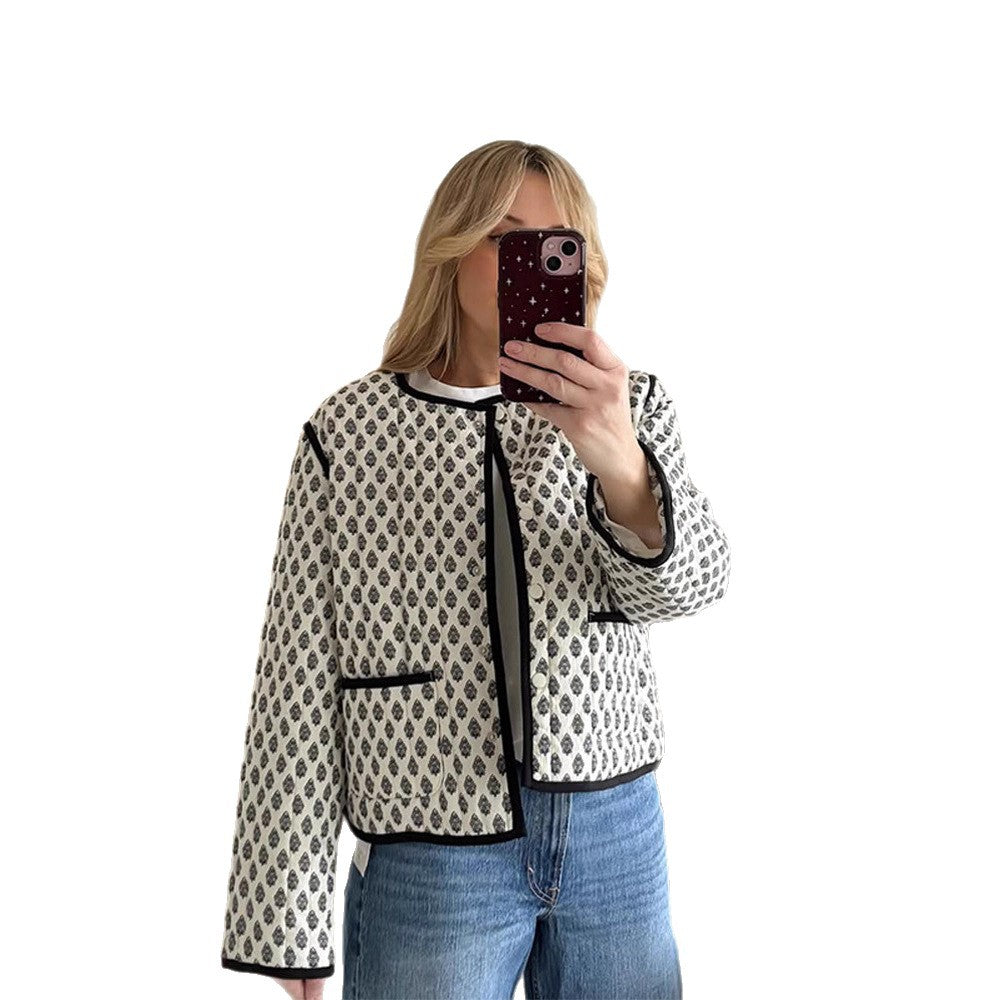 Ladies trendy quilted jacket with contrasting accents Lune London