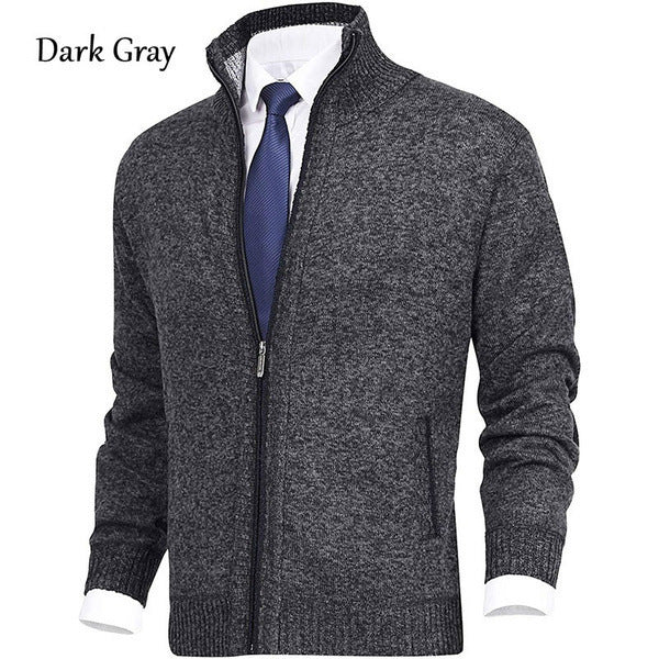 Men's knitted jacket with high collar and zipper Lune London