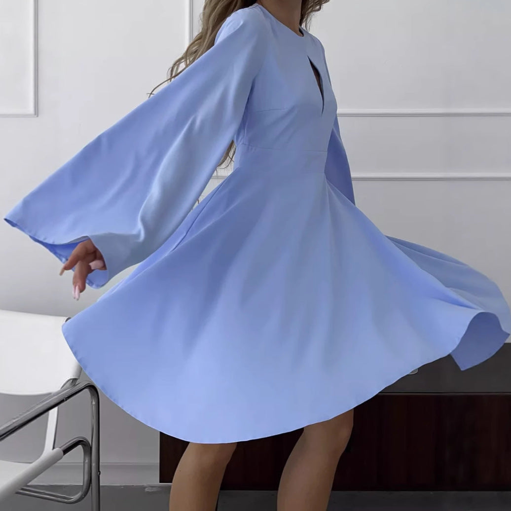 Women Elegant Wrap Dress with Flared Sleeves and Deep V-Neck Lune London