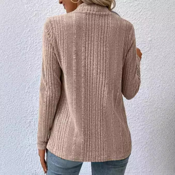 Casual knitted jacket for women with asymmetric hem and open design Lune London