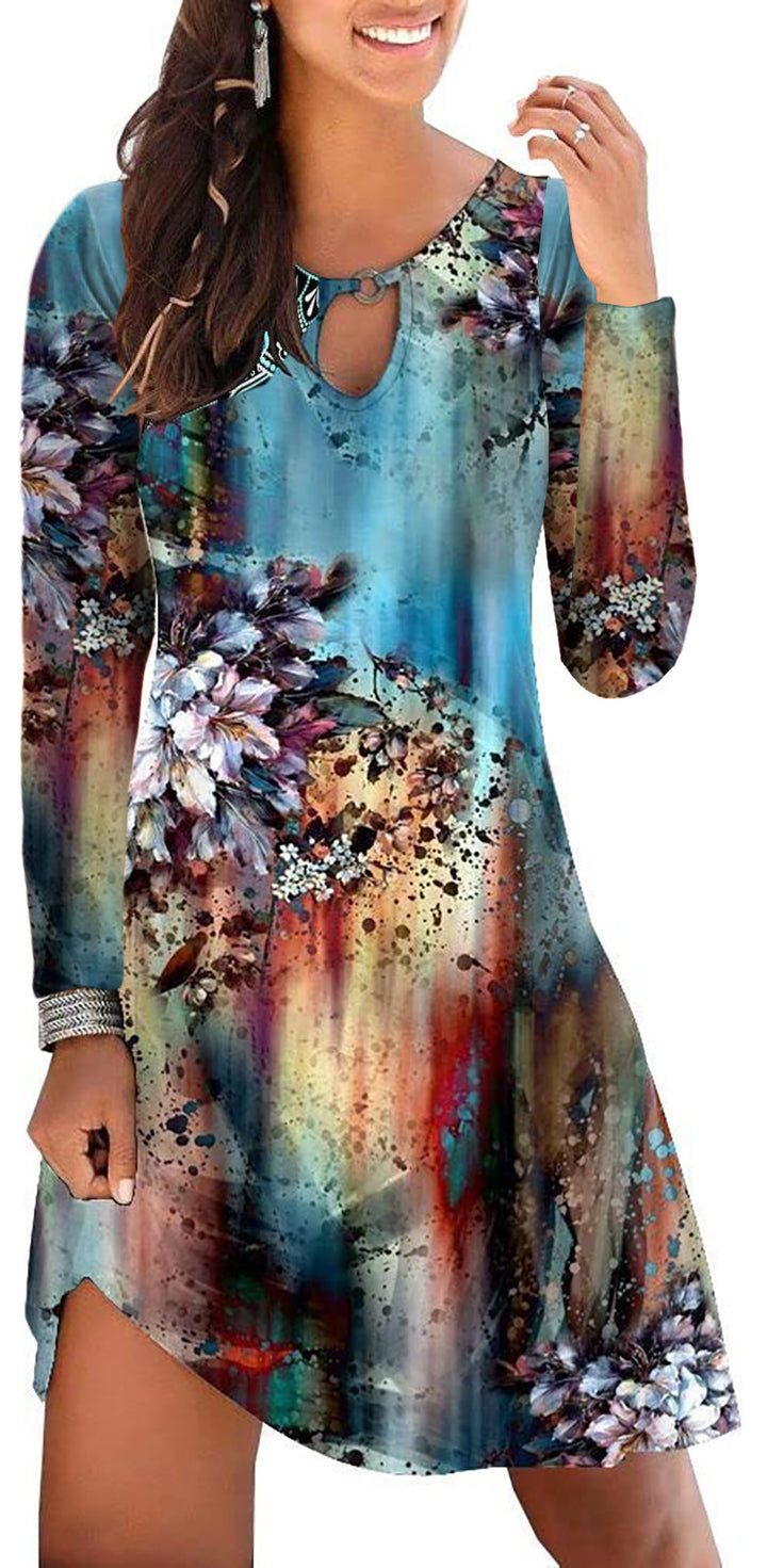Casual summer dress for women with floral accents and V-neck Lune London