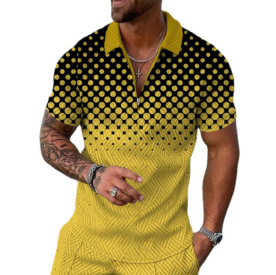 Men's Elegant Short Sleeve Shirt with Button Placket and Decorative Patterns Lune London