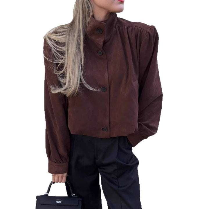 Oversized blouse for women with a chic pleated design and elegant button details Lune London