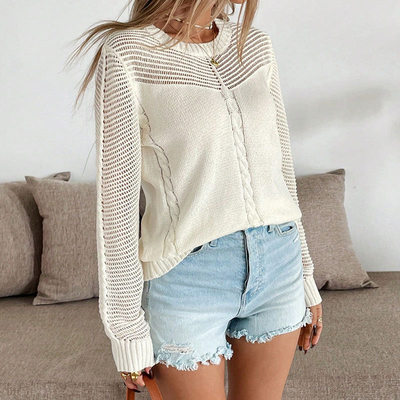 Pull décontracté pour femme avec détails en maille et tricot torsadé Chic & Stil