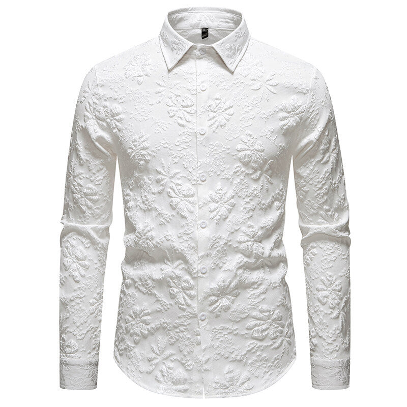 Men's Long Sleeve Shirt with Floral Relief Pattern Lune London