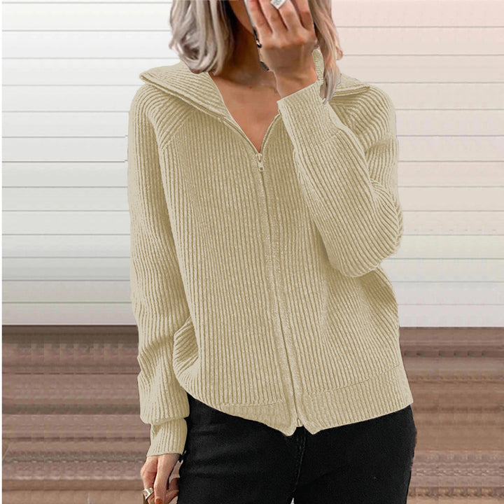Knitted jacket for women with zipper and hood Lune London
