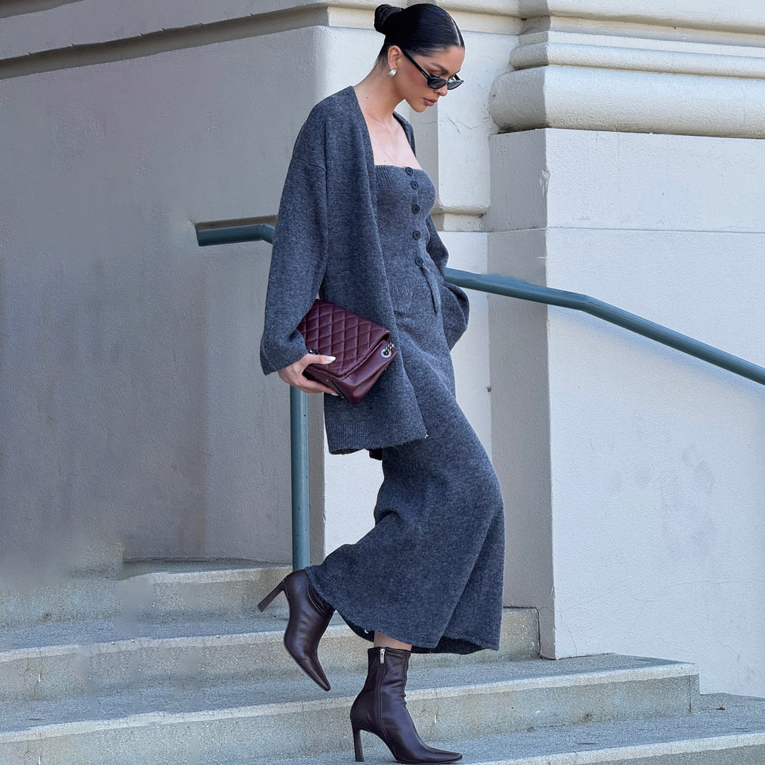 Knit dress for women in a stylish set with oversized cardigan Lune London