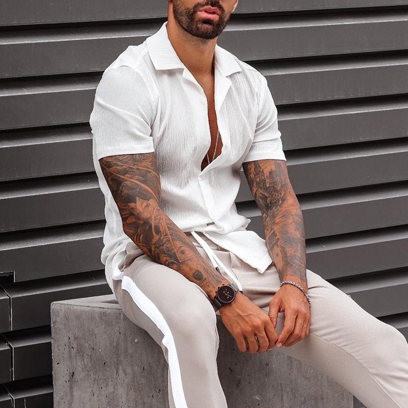 Short sleeve shirt for men with lightweight fabric and classic collar Lune London