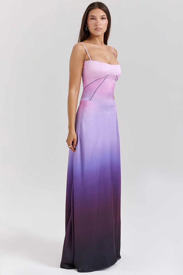 Lune London | Evening Dress Satin Shine Spaghetti Straps Backless Slim Fit Elegant Dress