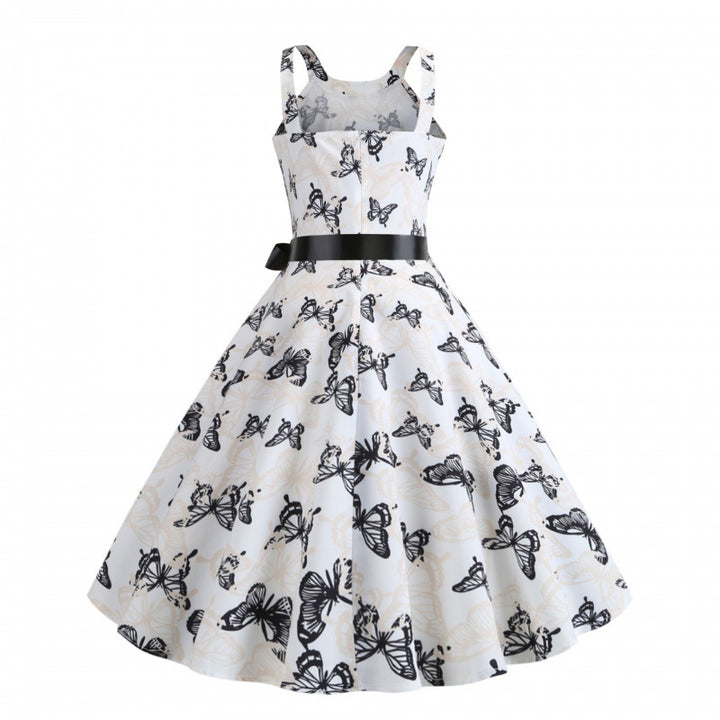 Robe midi pour femmes avec imprimé papillon et ceinture à la taille Chic & Stil