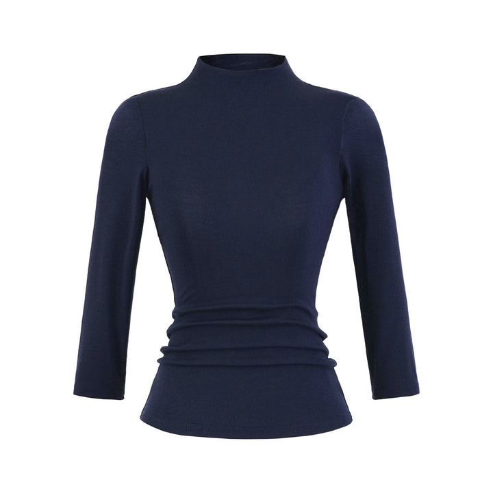 Long Sleeve Women's Shirt with Mock Neck and Ruching Details Lune London