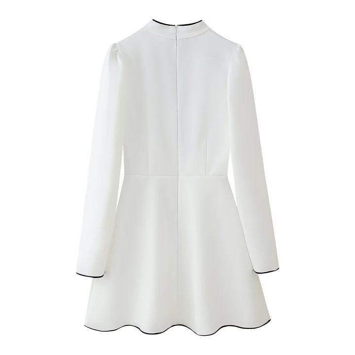 Elegant shirt dress for women with ruffled collar and tied accent Lune London