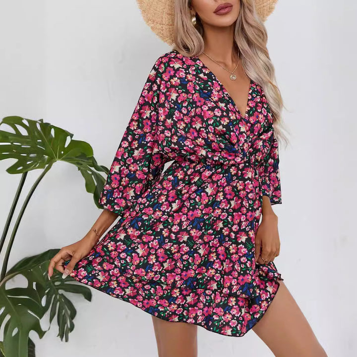 Casual shirt dress for women with deep V-neck and wide sleeves Lune London