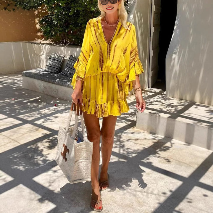 Women Mini Dress Chic and Fluid Ruffled Style