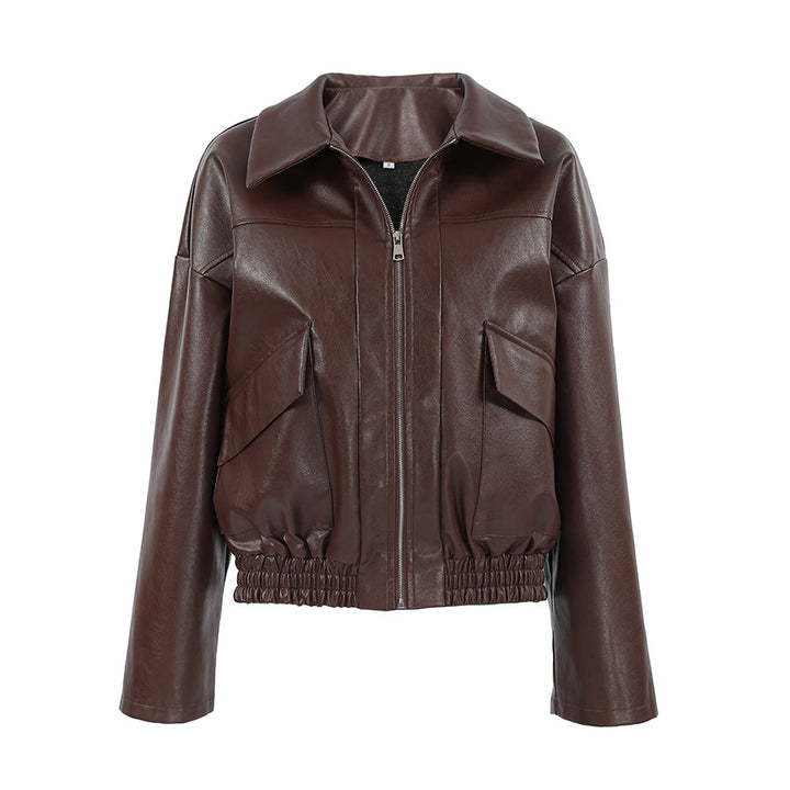 Faux leather jacket for women with oversized fit and practical pockets Lune London