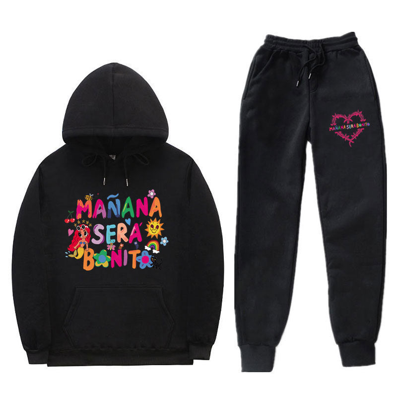 Women's Sweatshirt and Jogging Pants Set with Colorful Print Lune London