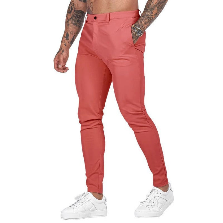 Men's Elegant Slim-Fit Chino Pants with Elastic Waistband and Practical Pockets Lune London
